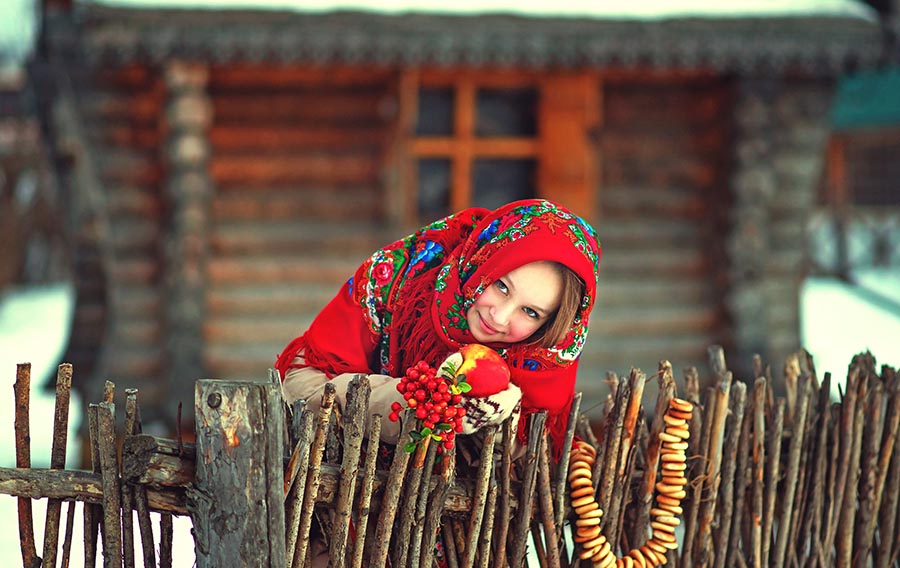 Sexy girl Women in Slavic costumes in Hanoi
